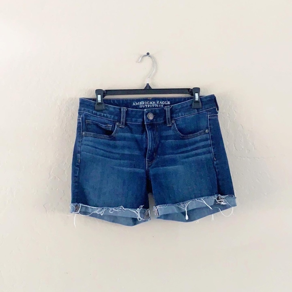 🌿Final‎ Sale American Eagle Midi 360 Stretch Blue Denim Shorts